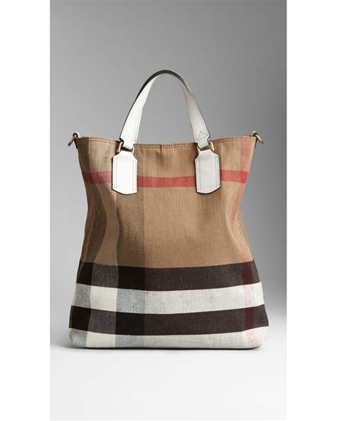 burberry 39457421|Burberry The Ashby Medium Canvas Check Tote .